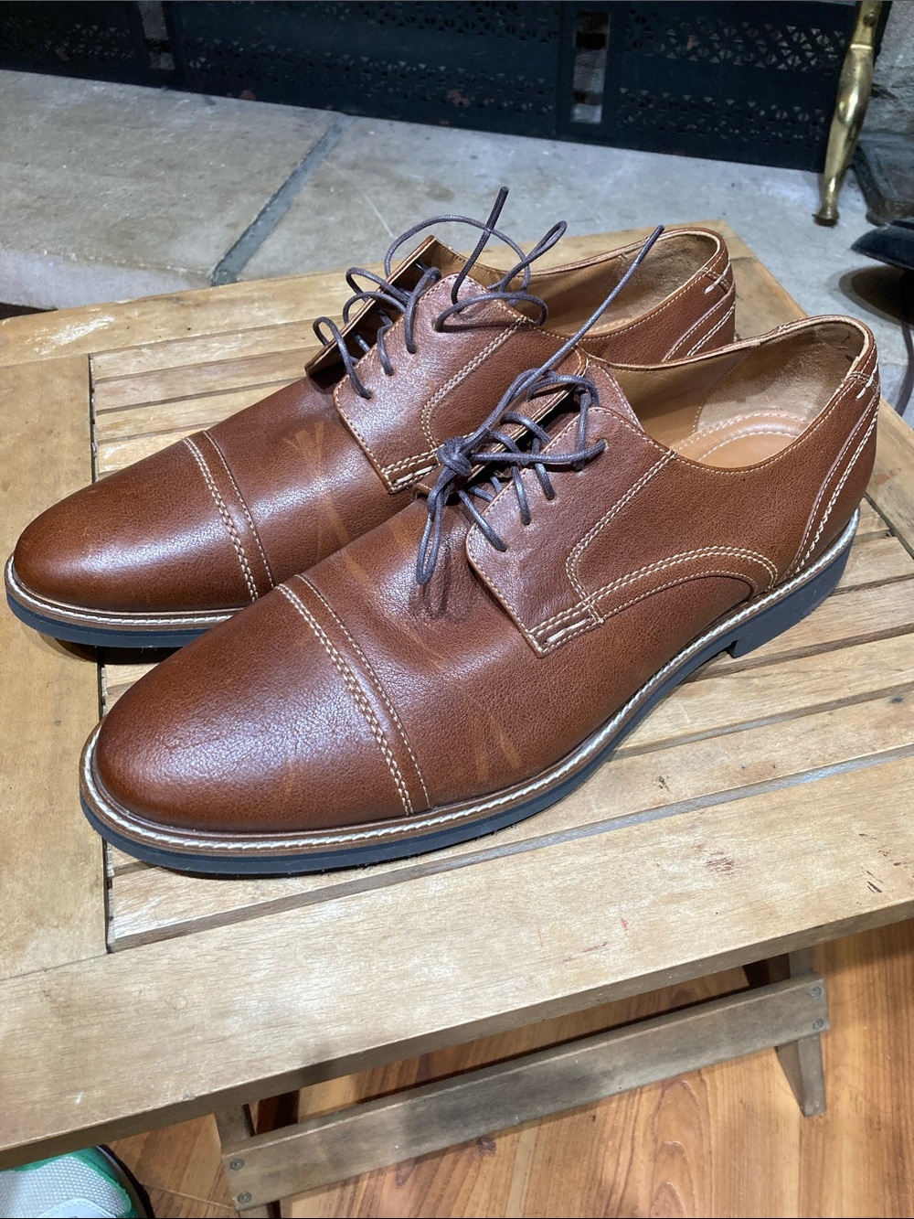johnston murphy kenesaw captoe Tan Tumbled Fg Leather Men’s Size 11 1/2 M